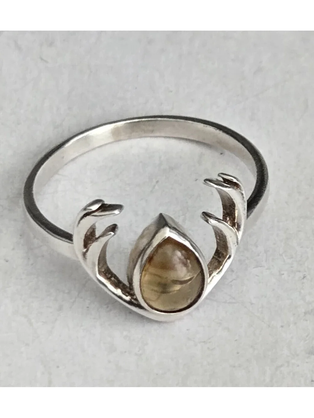 Unique Hand-Crafted Vintage Sterling Silver Deer Antler Ring - Size 7.75